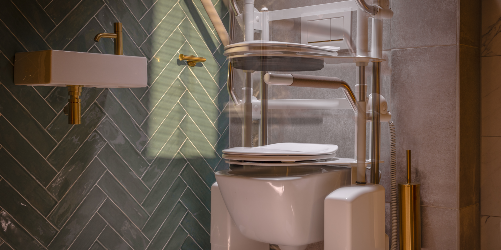 Verticale STA-OP toiletlift bewegend