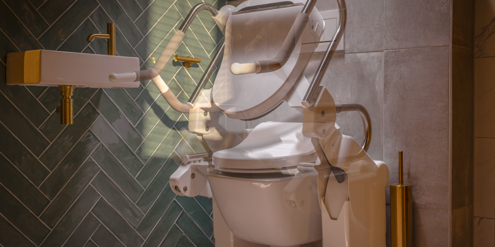 Diagonale STA-OP toiletlift setting bidet 2 – 6 Diagonale STA-OP toiletlift bewegend met bidet